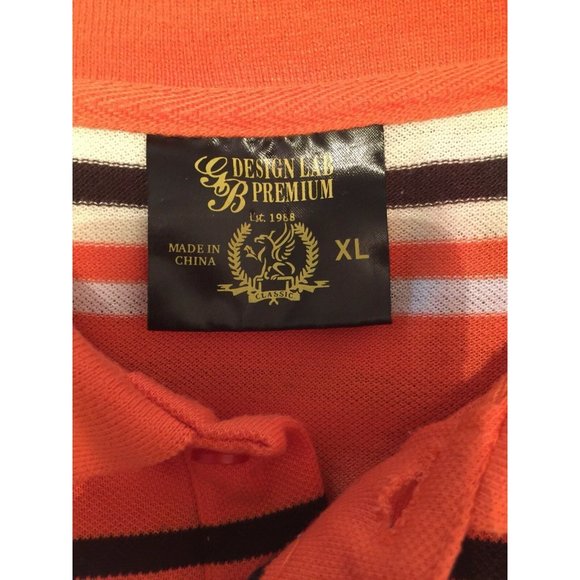 Design Lab Premium Polo Short Mens XL 3 Button Striped Multi Color Orange Yellow - Picture 12 of 12